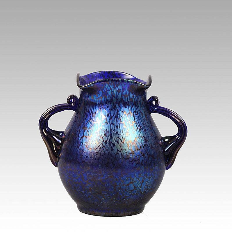 Art Nouveau Iridescent Glass " Blue Papillon" Vase by Johann Loetz
