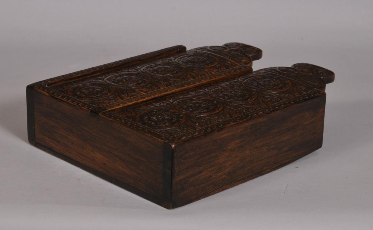 S/3341 Antique Treen 19th Century Norwegian Birch Knitting Needle Box