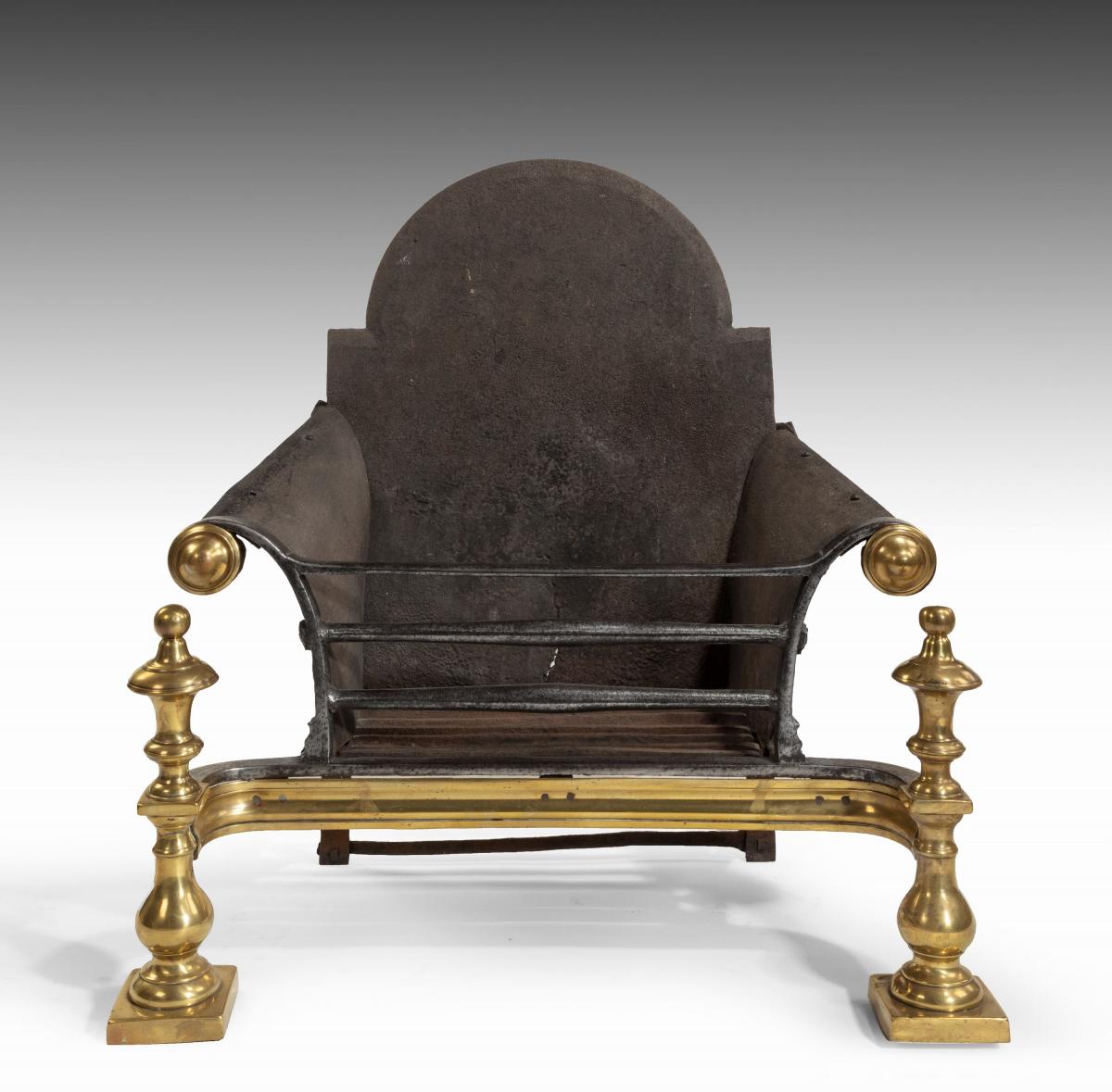 6609 Mid-18th Century Brass, Steel and Iron Firegrate