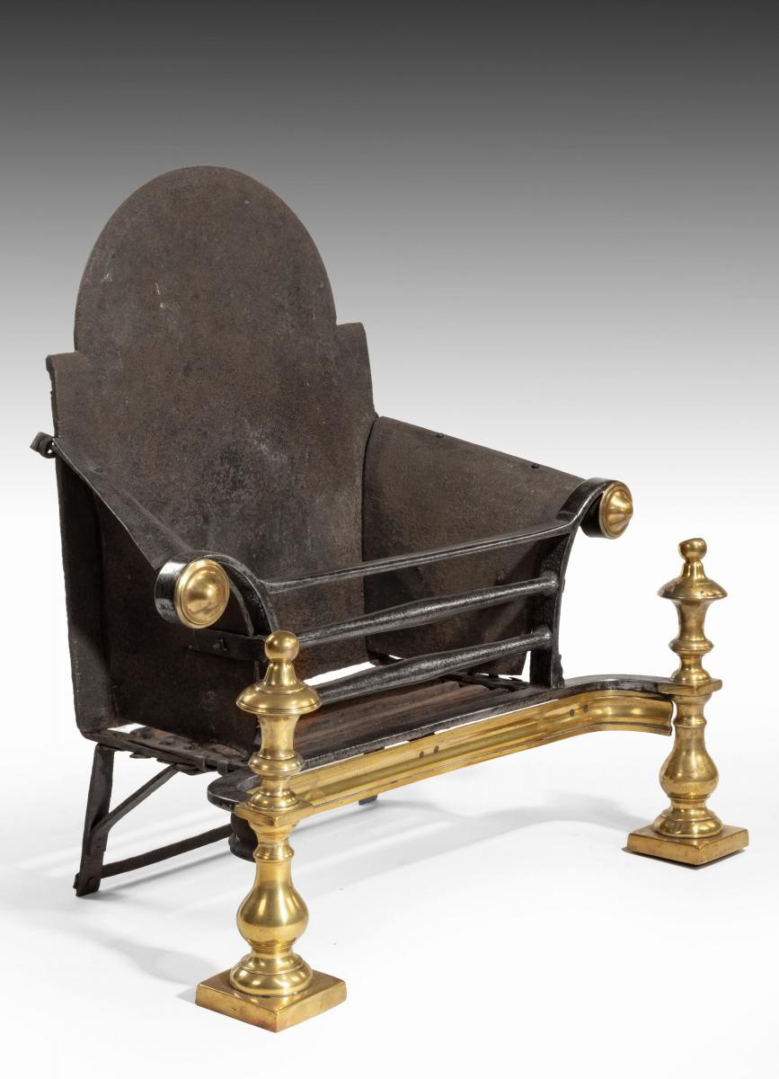 6609 Mid-18th Century Brass, Steel and Iron Firegrate