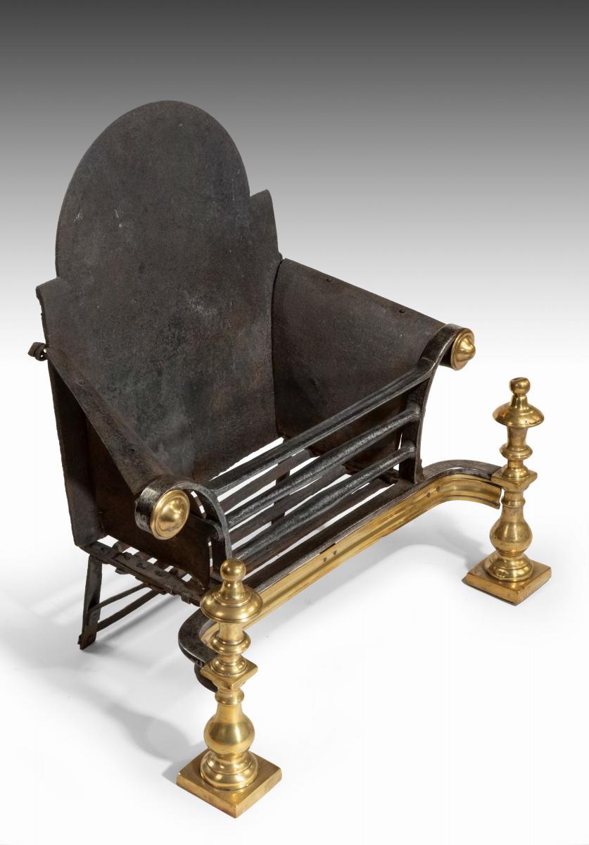 6609 Mid-18th Century Brass, Steel and Iron Firegrate