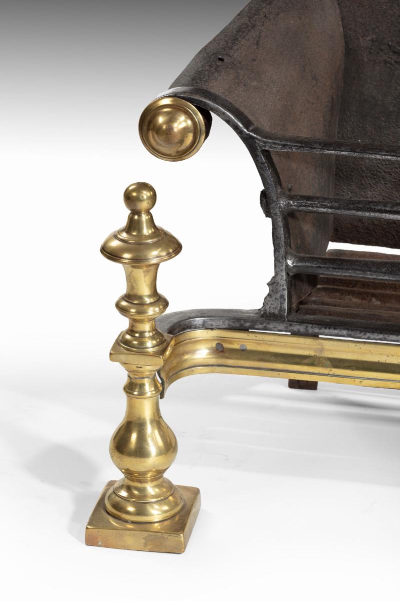 6609 Mid-18th Century Brass, Steel and Iron Firegrate