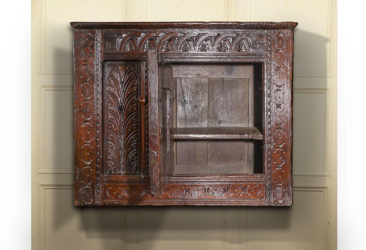 A Rare Charles I Dated Hanging Food Cupboard
