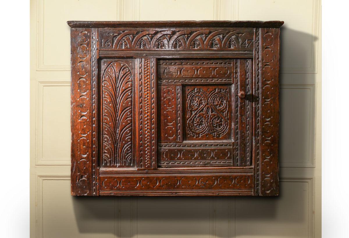 A Rare Charles I Dated Hanging Food Cupboard