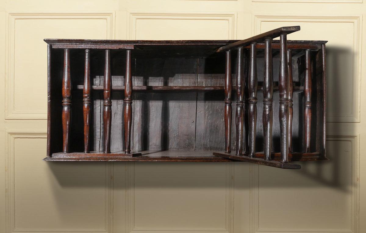 A Fine Charles II Oak and Cherry Wood Hanging Glass Case
