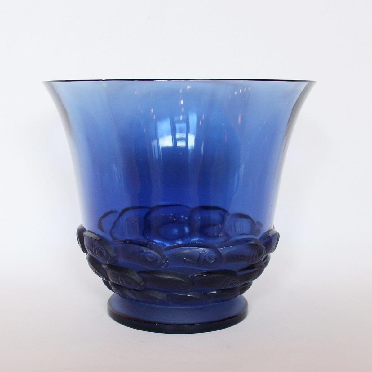 Rene Lalique Blue Monaco Vase