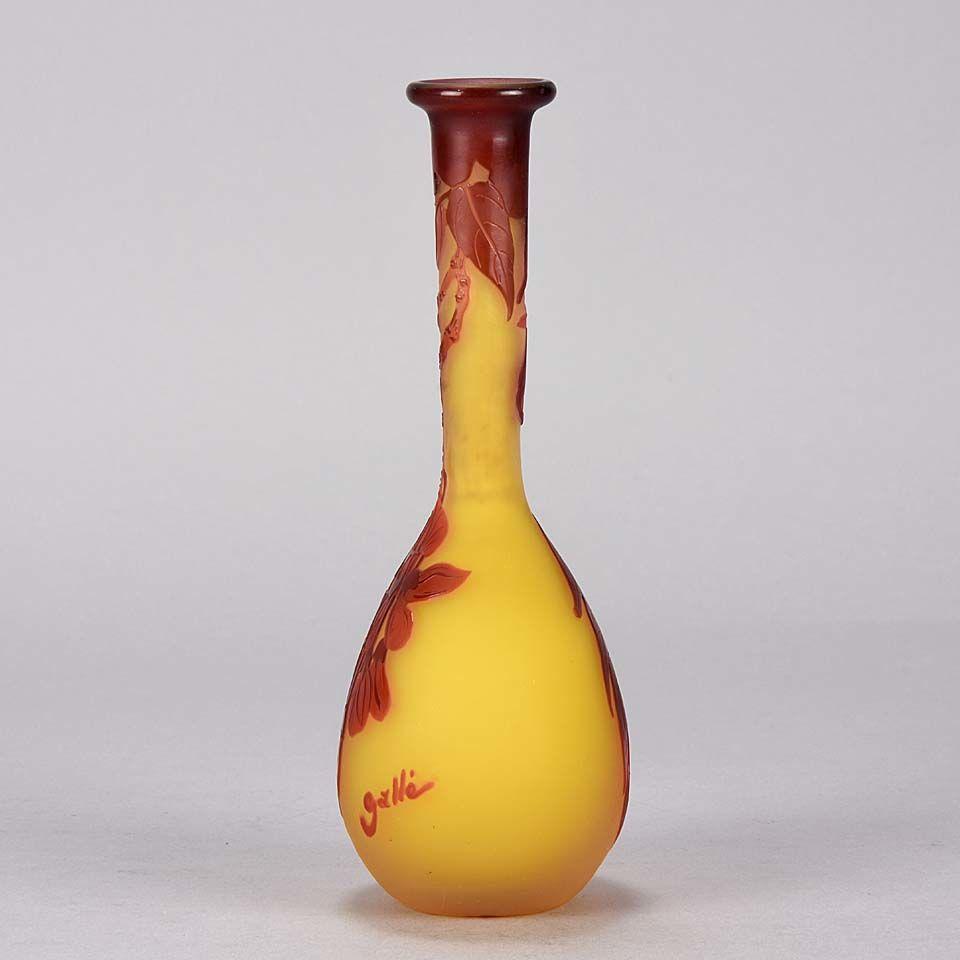 Art Nouveau French Cameo Glass Banjo Vase by Emile Gallé