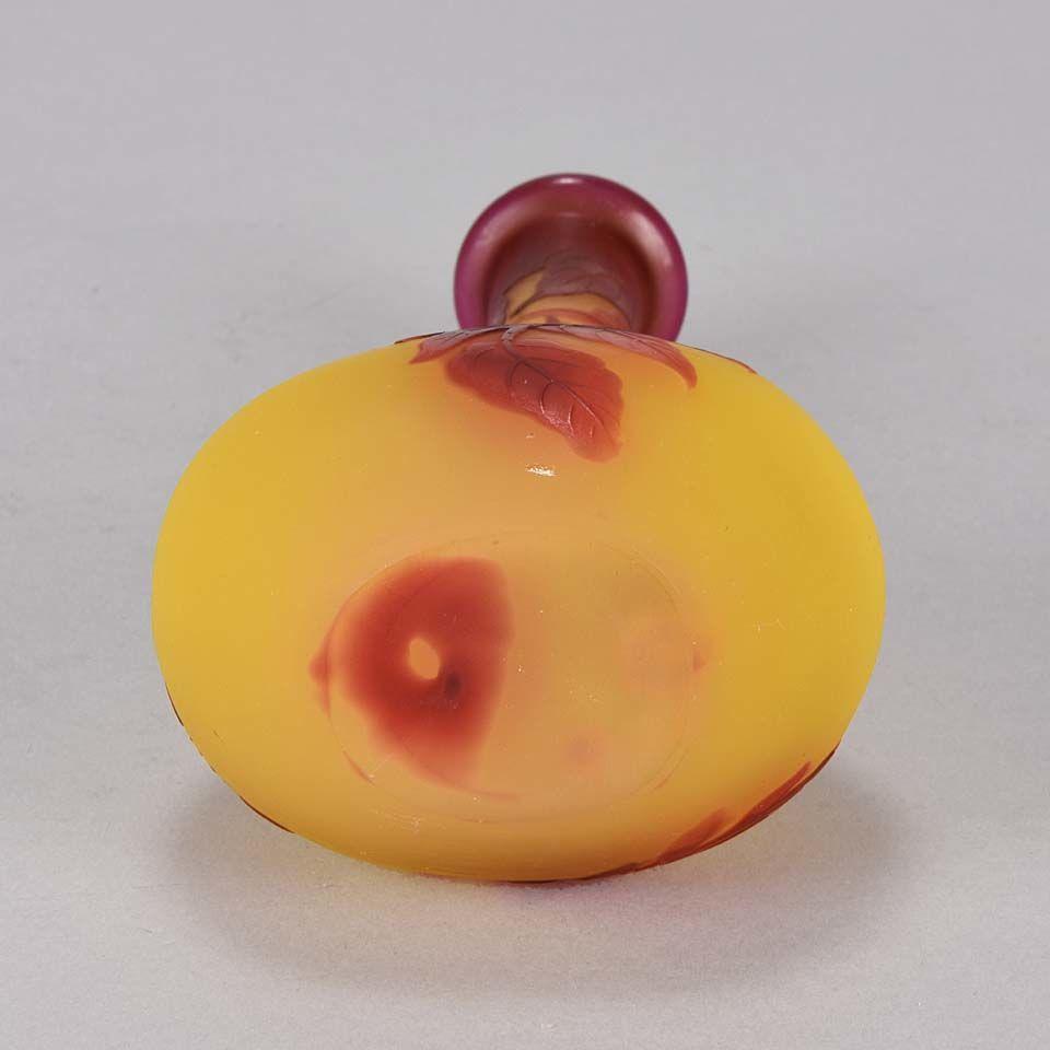 Art Nouveau French Cameo Glass Banjo Vase by Emile Gallé