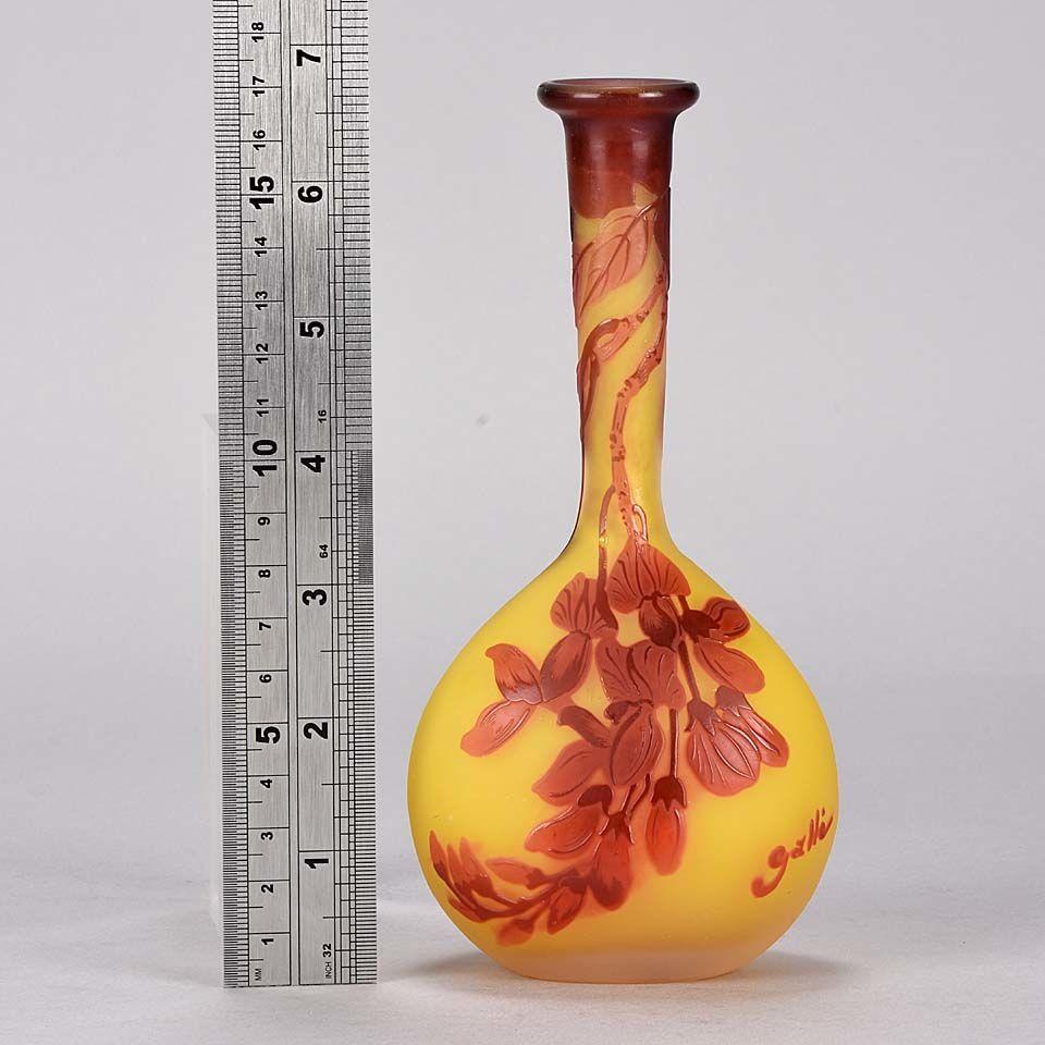 Art Nouveau French Cameo Glass Banjo Vase by Emile Gallé