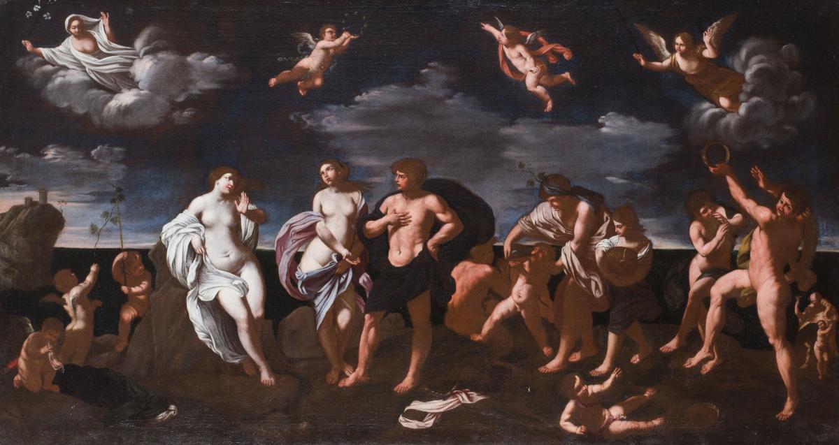 Bacchus and Ariadne on the Island of Naxos, by Giovanni Francesco Romanelli, 1642