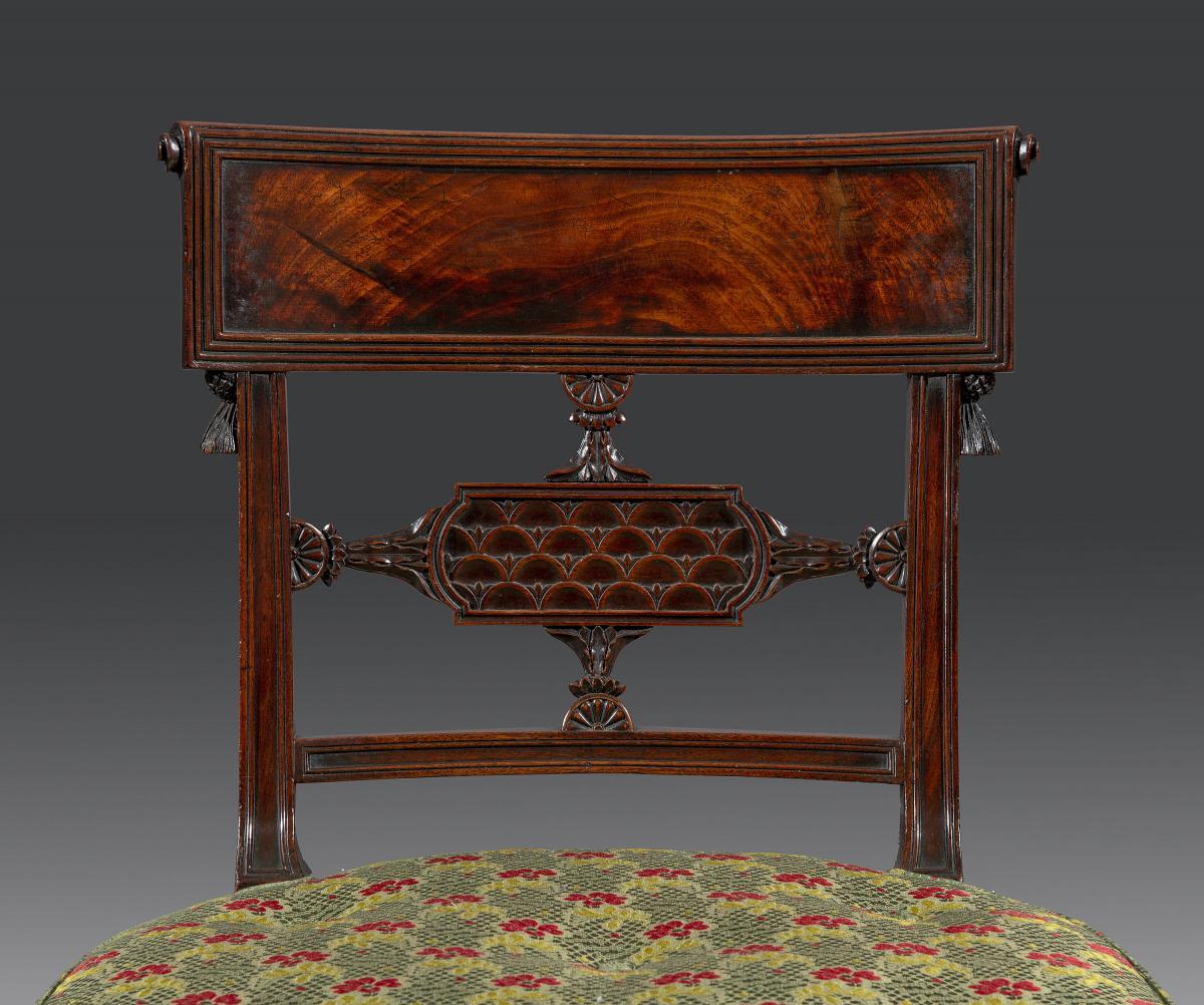 Fine Set of Eight George III Sheraton Period 18th Century Carved Mahogany Dining Chairs English 1790