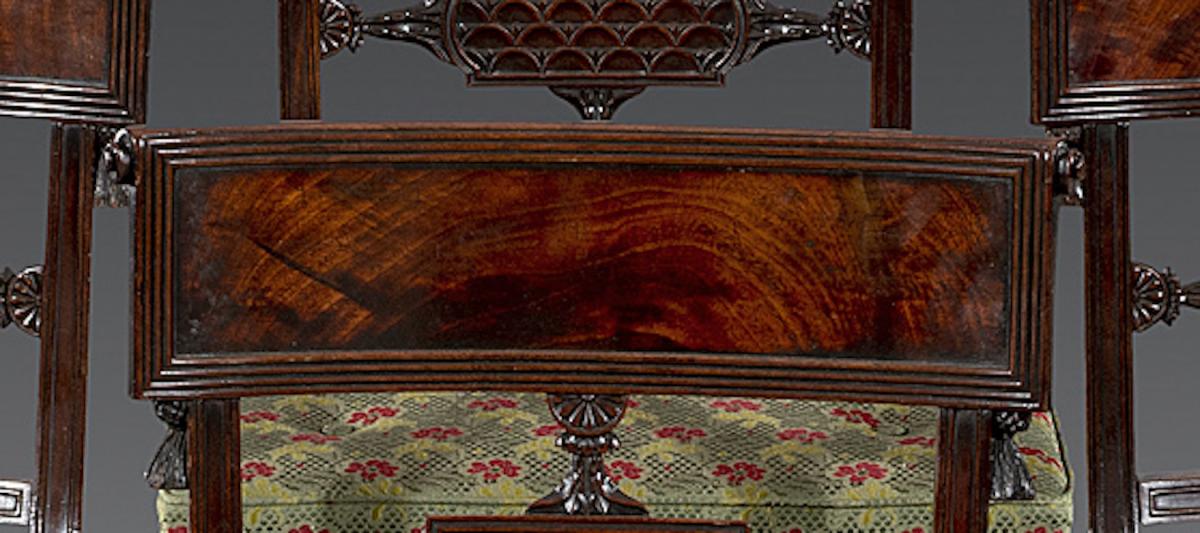 Fine Set of Eight George III Sheraton Period 18th Century Carved Mahogany Dining Chairs English 1790