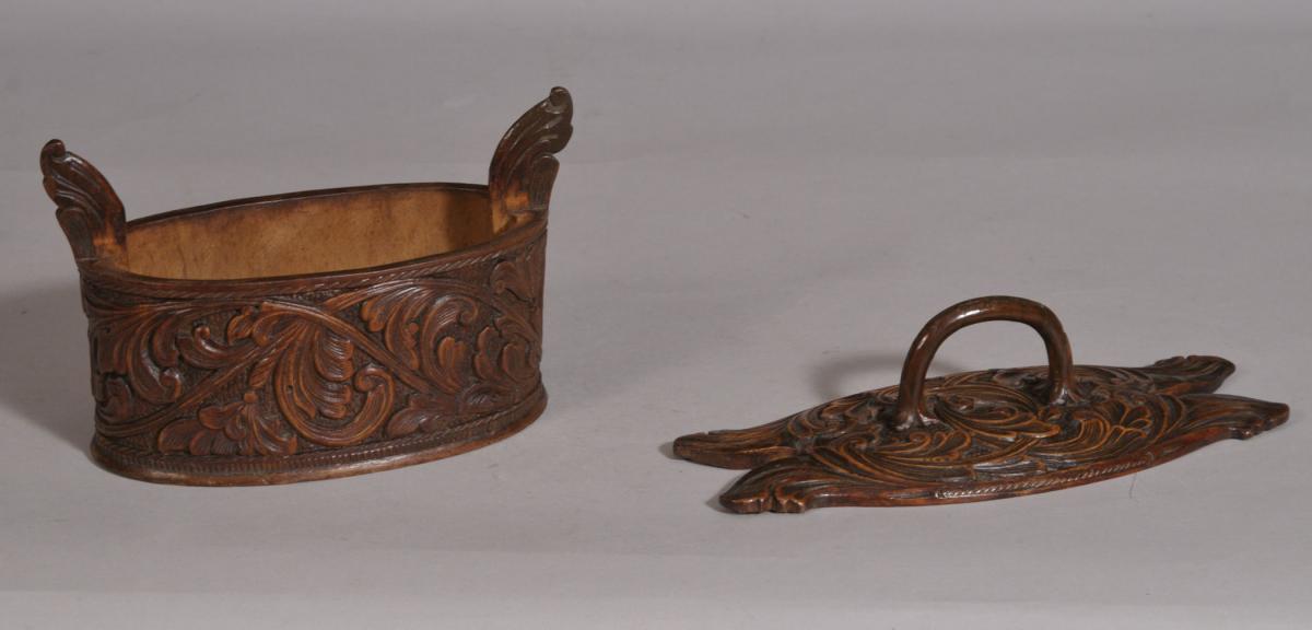 S/3374 Antique Treen 19th Century Birch Child's Food Box
