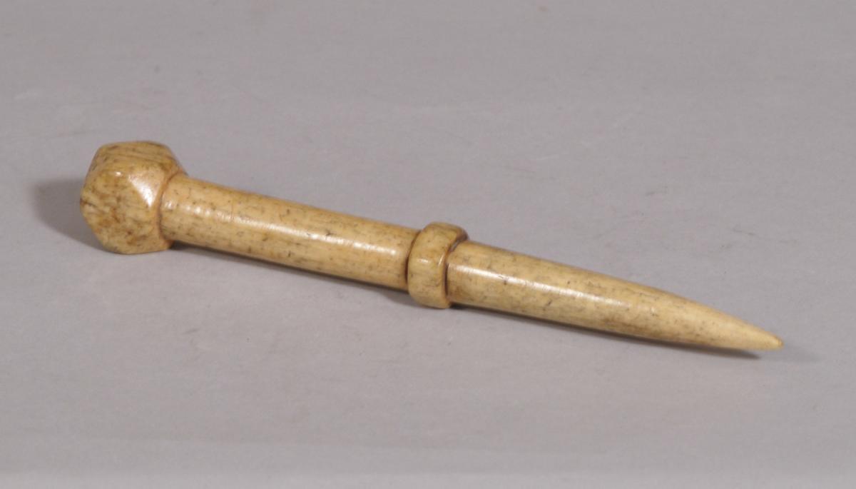 S/3414 Antique 19th Century Whale Bone Priming Iron