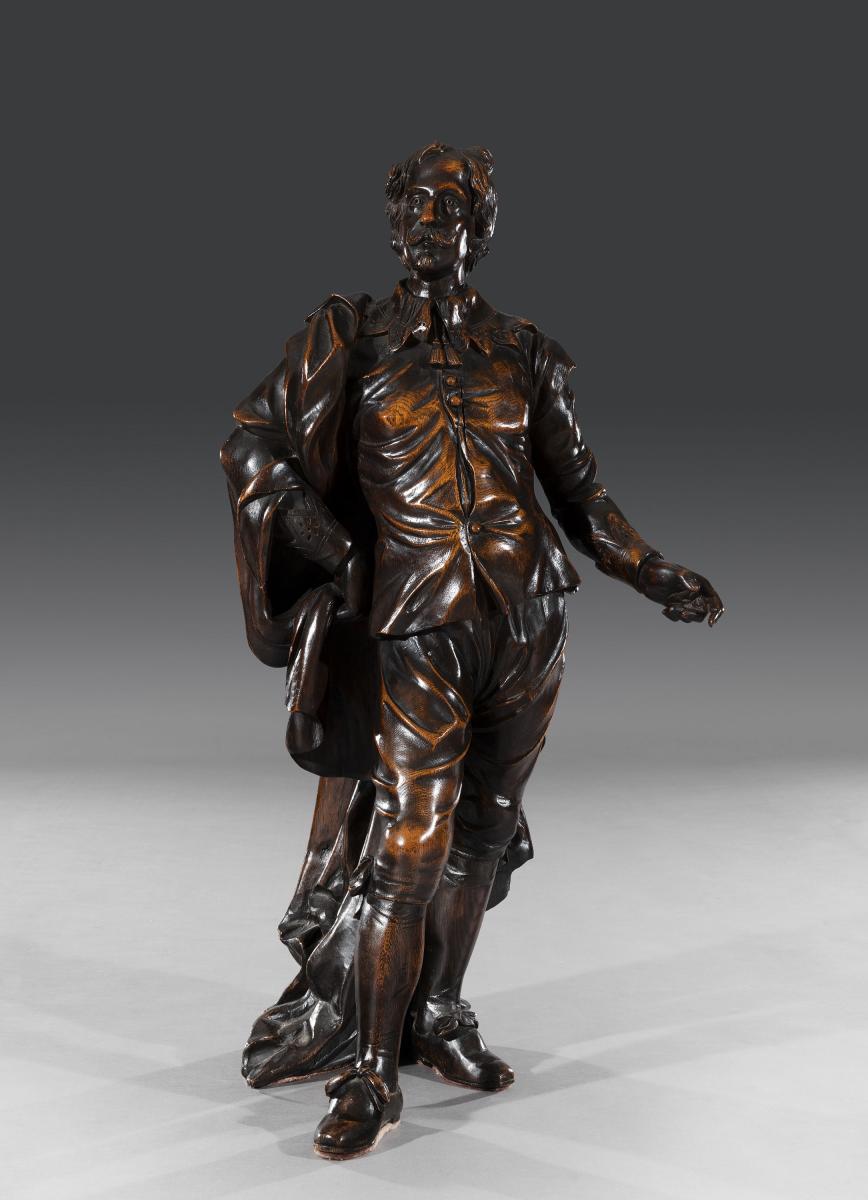 Superb 19th Century Victorian Carved Oak Figure of Sir Anthony Van Dyck English Circa 1850