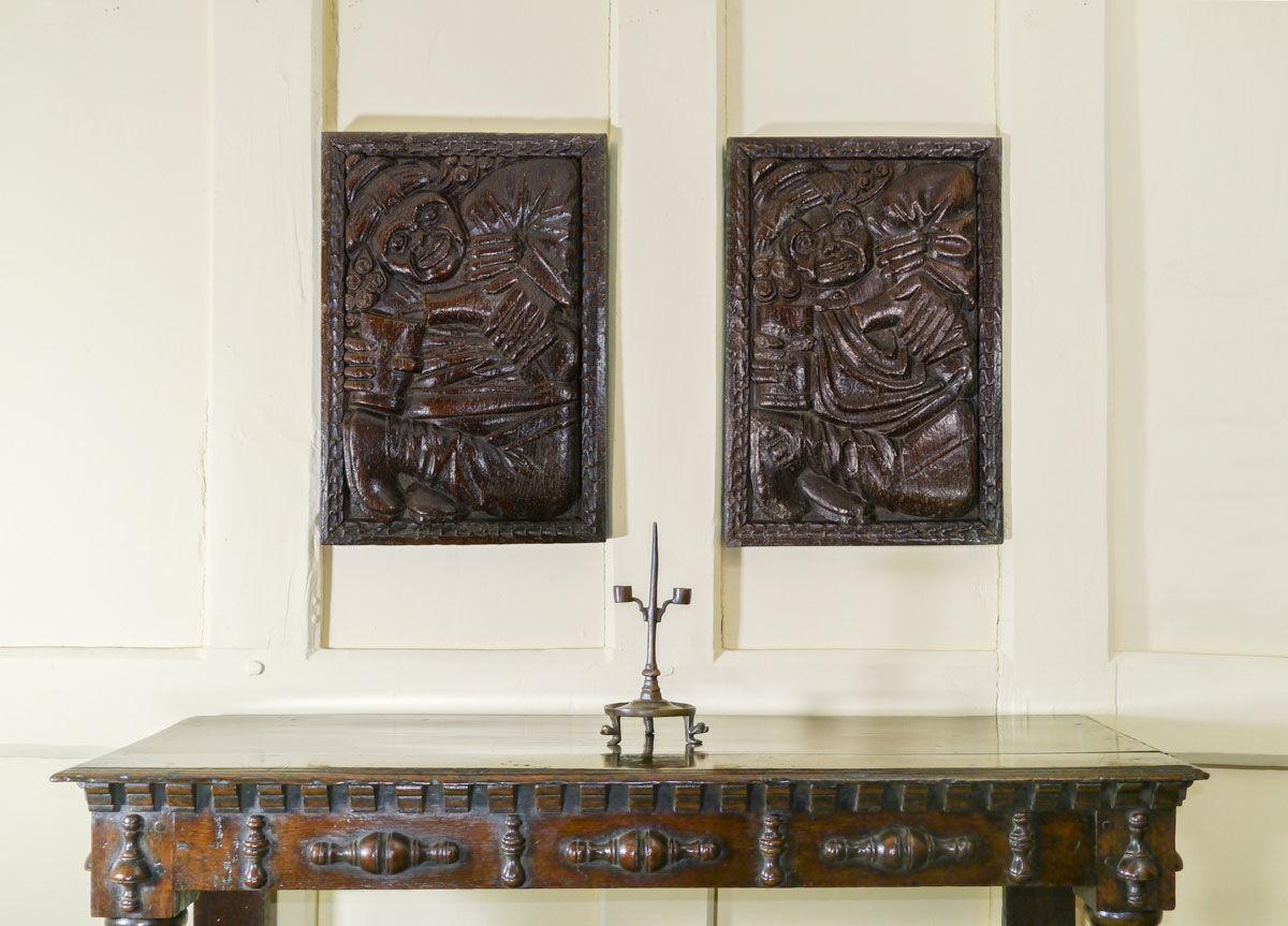 A Rare Pair of Tudor Oak Panels