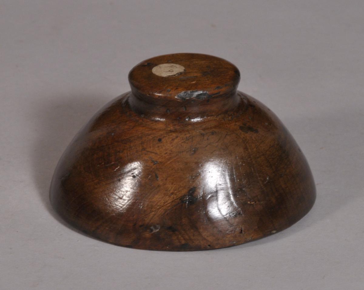 S/3467 Antique Treen 18th Century Fruitwood Butter Cup