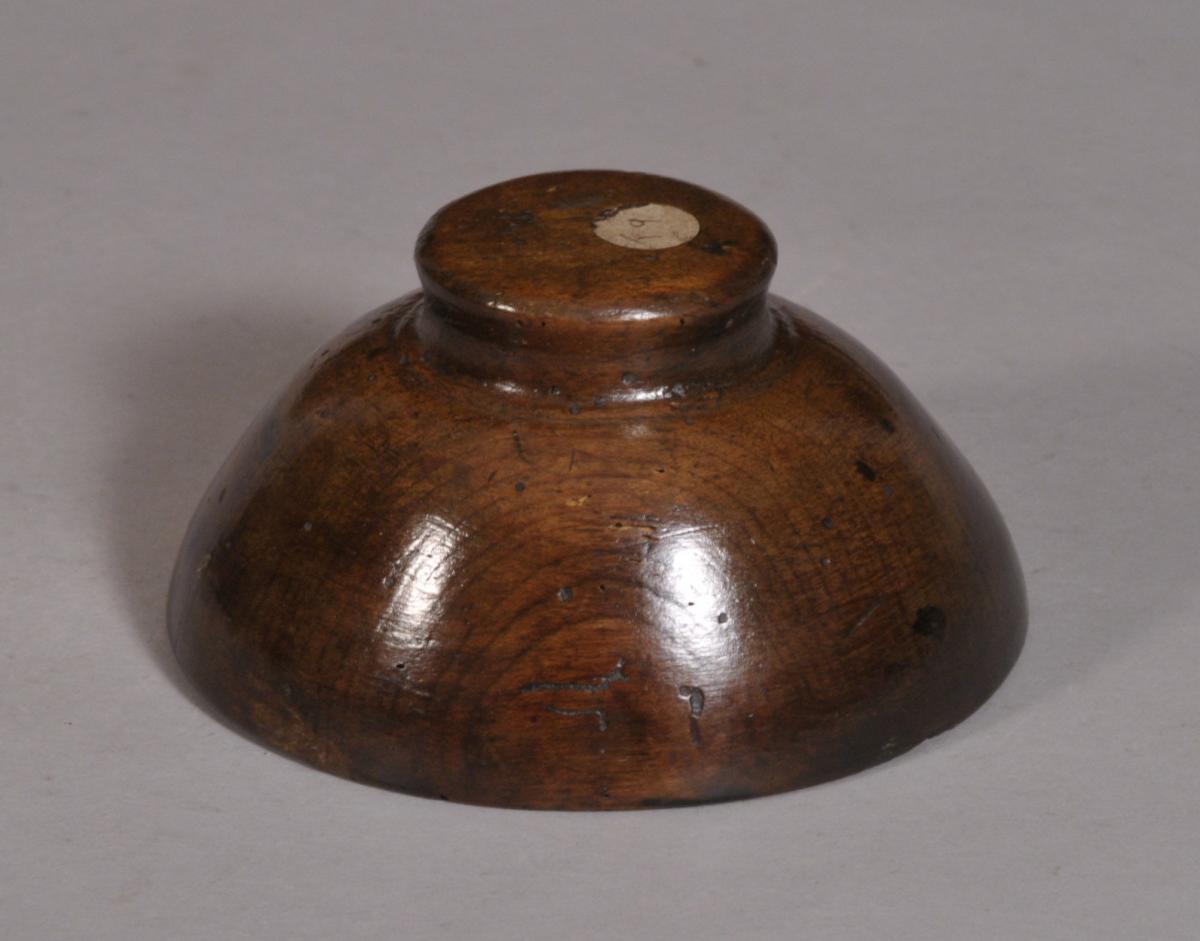 S/3467 Antique Treen 18th Century Fruitwood Butter Cup