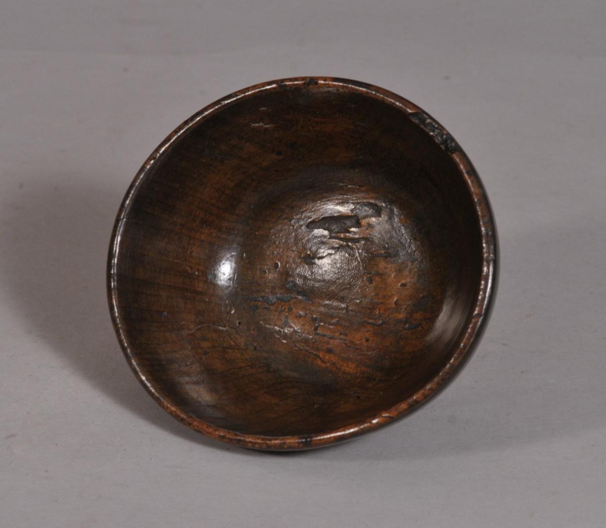 S/3467 Antique Treen 18th Century Fruitwood Butter Cup
