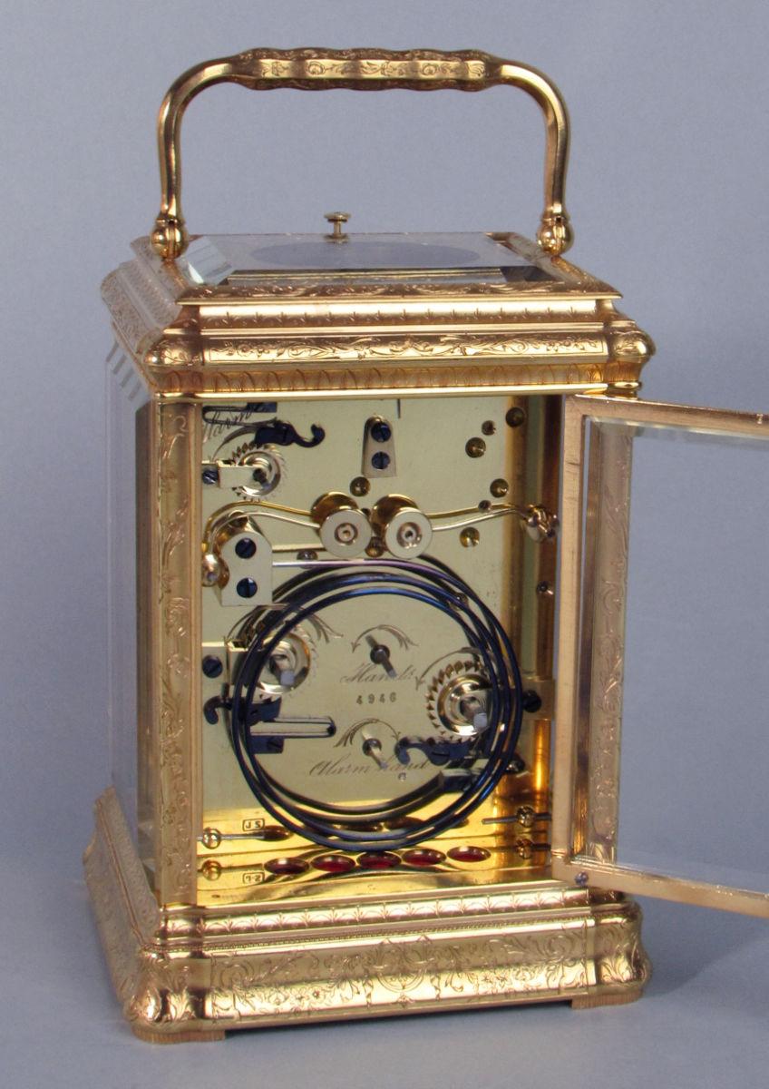 Soldano engraved gorge carriage clock backplate
