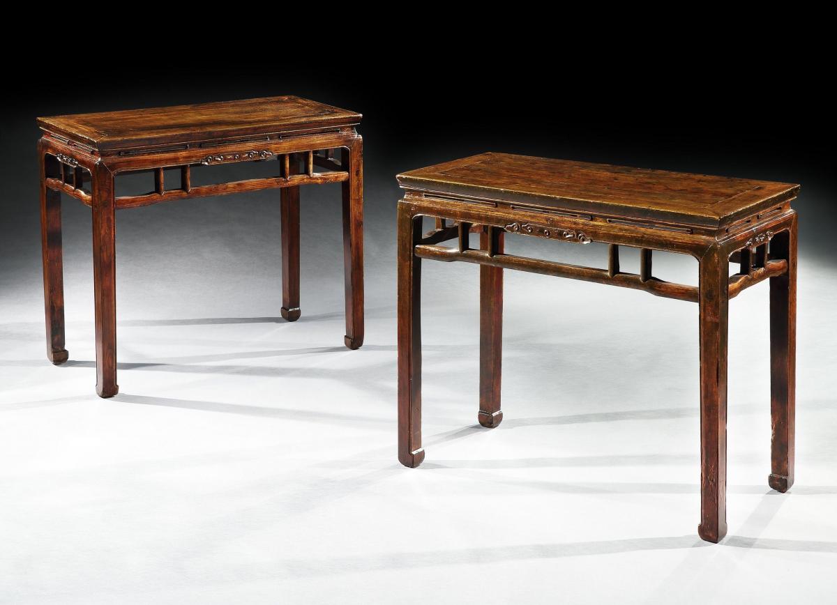A pair of mid 19th century Chinese side tables