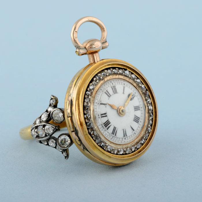 Gold Watch and Diamond Set Ring Mount