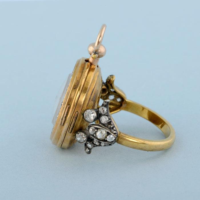 Gold Watch and Diamond Set Ring Mount