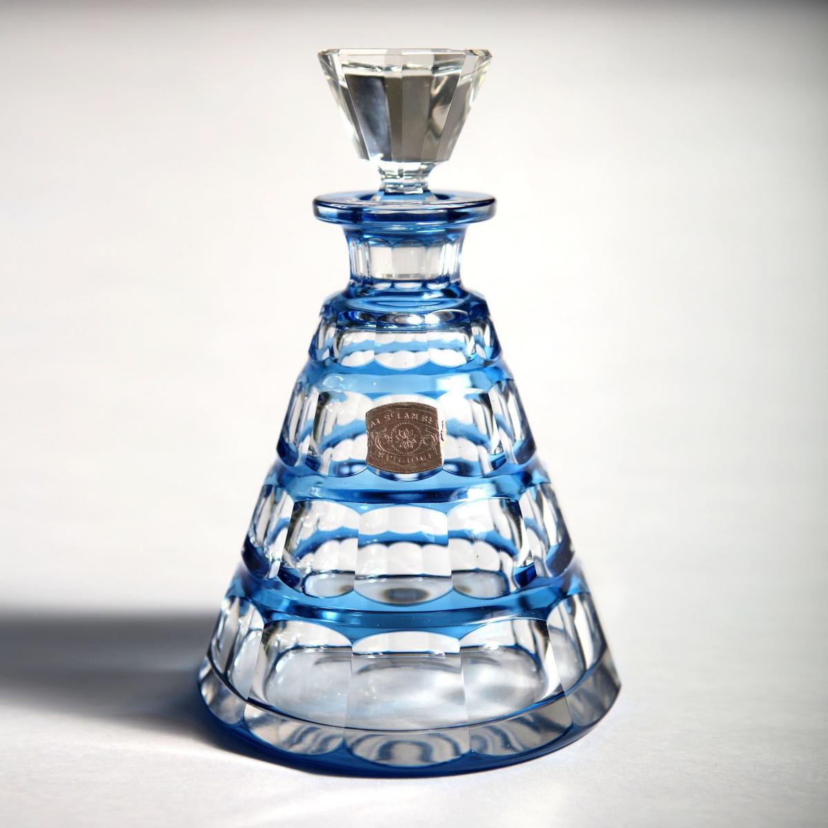 A decanter and six glasses by Val St Lambert
