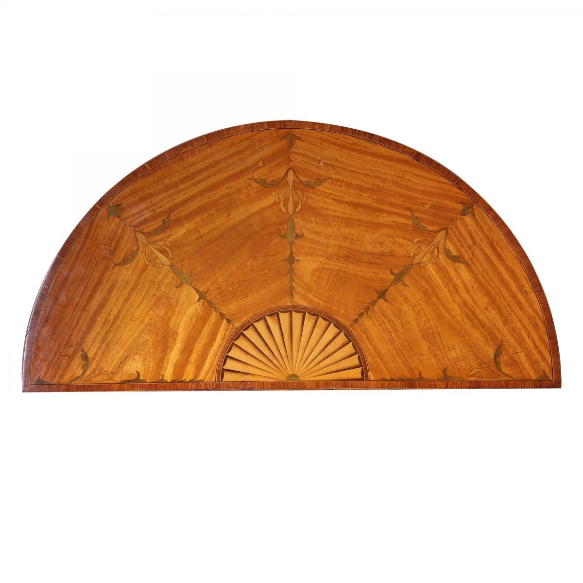 A fine quality Adam period satinwood and marquetry tea table