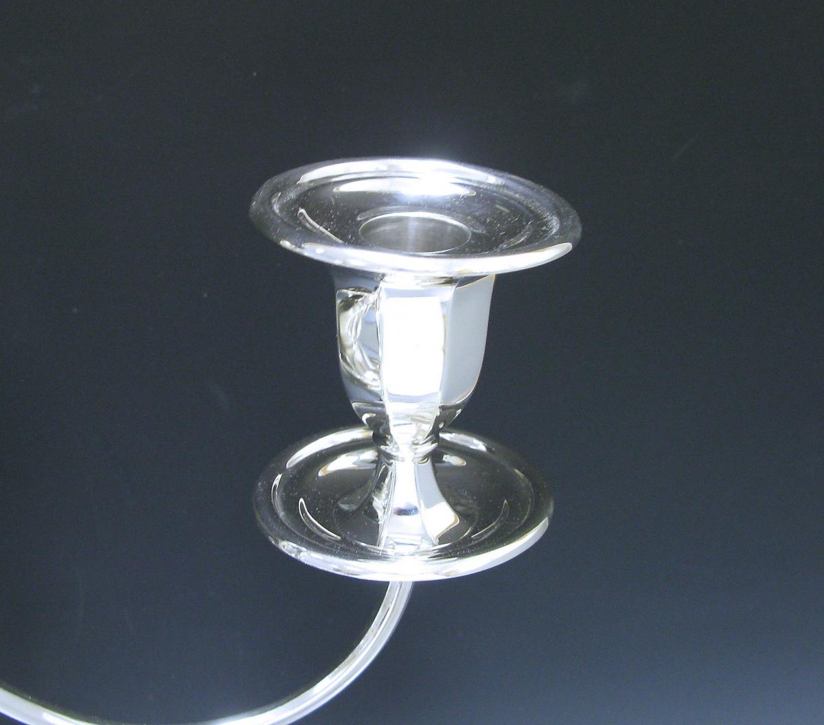 Pair of George V Antique Sterling Silver Three-Light Candelabra
