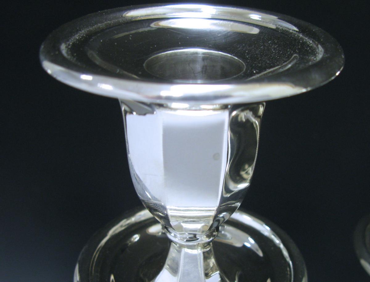 Pair of George V Antique Sterling Silver Three-Light Candelabra