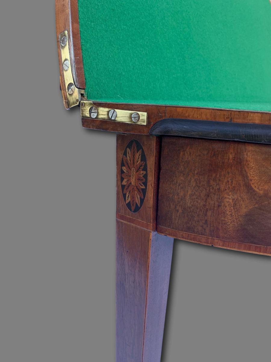 A Pair of George III Demi Lune Mahogany Card Tables