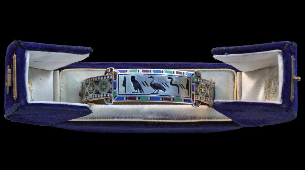 EMILE-DÉSIRÉ PHILIPPE 1834-C.1880 (1834-c.1880) Early Egyptian Revival Antique Hinged Bangle