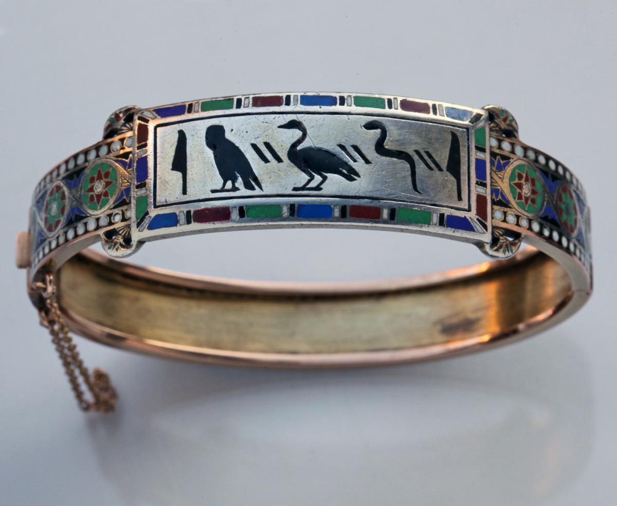 EMILE-DÉSIRÉ PHILIPPE 1834-C.1880 (1834-c.1880) Early Egyptian Revival Antique Hinged Bangle