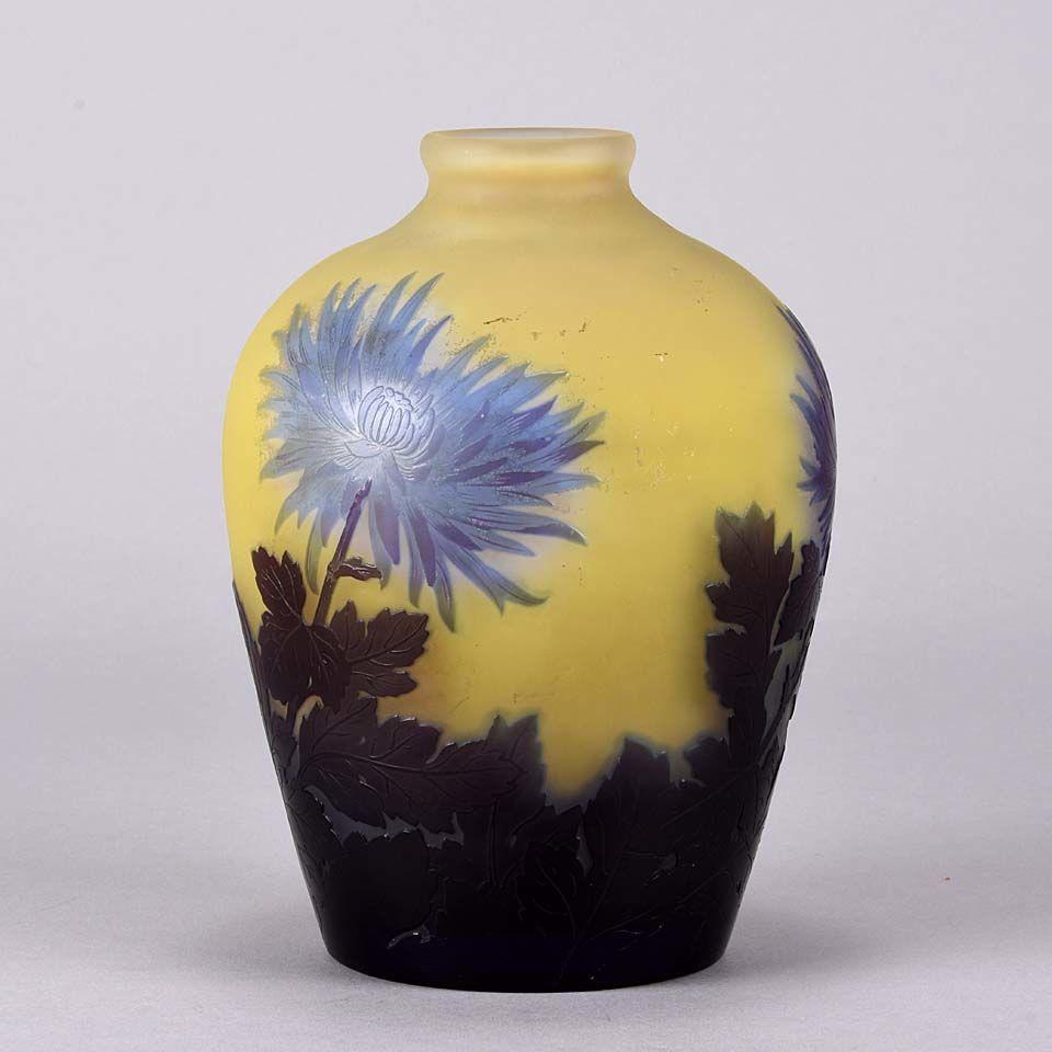 French Art Nouveau Cameo Glass 'Chrysanthemum' Vase by Emile Gallé