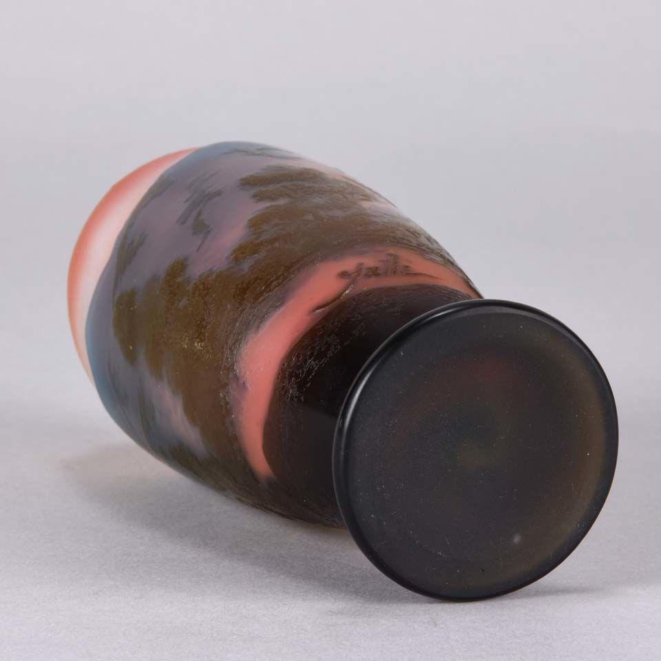Art Nouveau Cameo Glass Mountain Landscape Vase by Emile Gallé