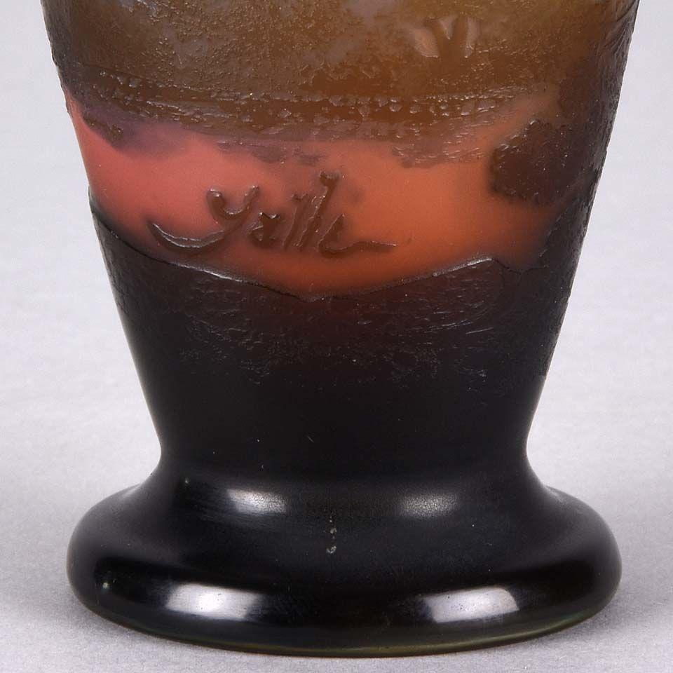 Art Nouveau Cameo Glass Mountain Landscape Vase by Emile Gallé