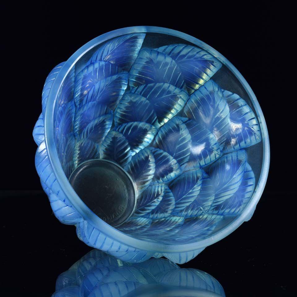 French Art Deco Opalescent Glass Vase 'Moissac' by René Lalique