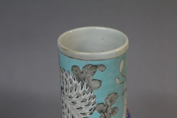 A pair of 19th century chinese pale blue vases