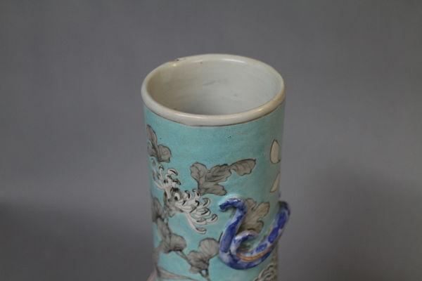 A pair of 19th century chinese pale blue vases