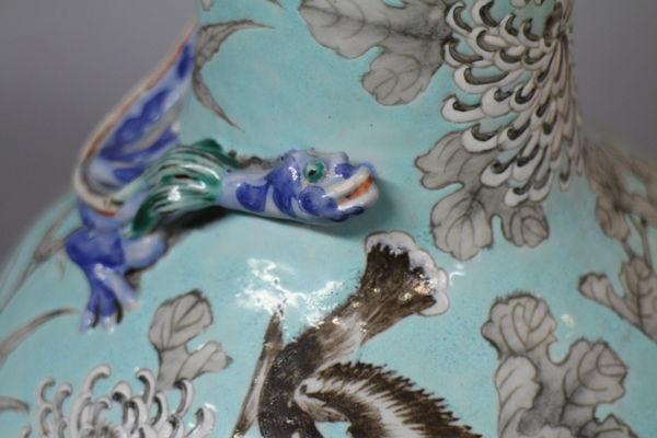A pair of 19th century chinese pale blue vases