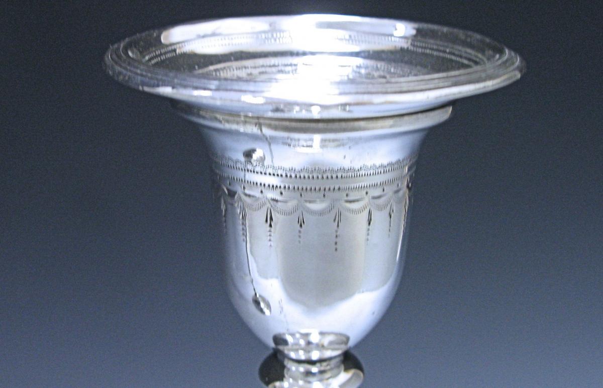 Pair of George III Antique Sterling Silver Candlesticks