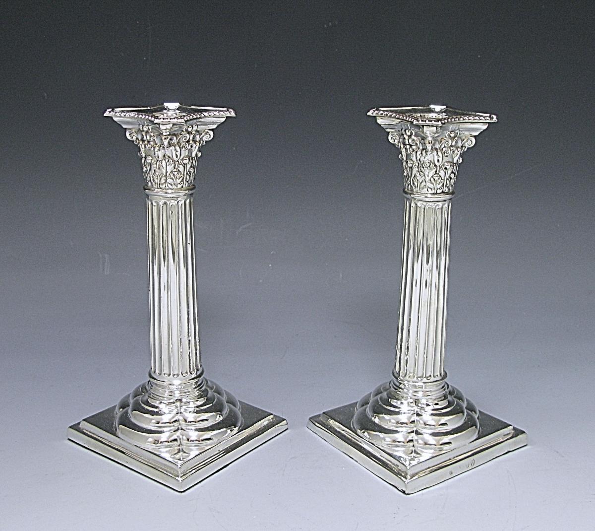 A Pair of Victorian Sterling Silver Candlesticks