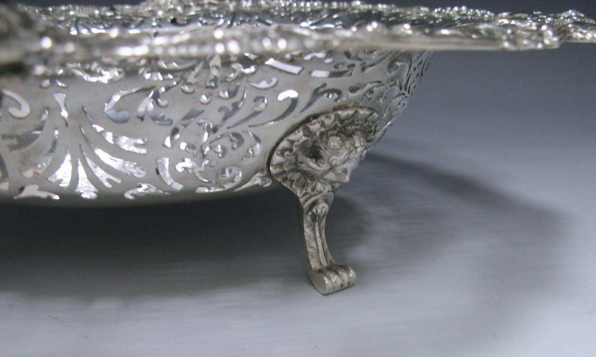 A George II Antique Silver Swing –Handled Basket