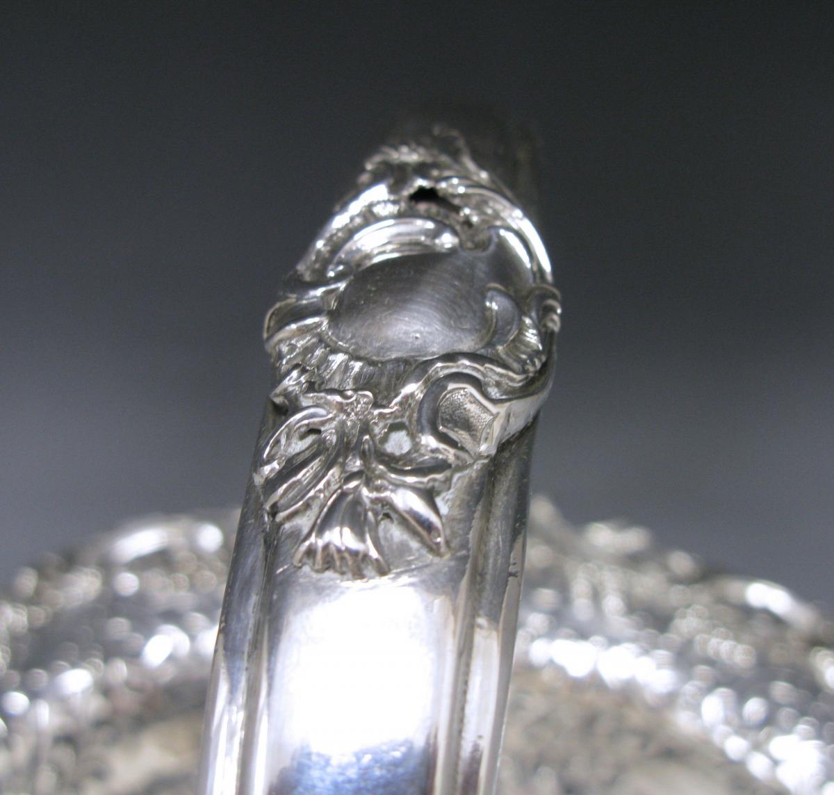 A George II Antique Silver Swing –Handled Basket