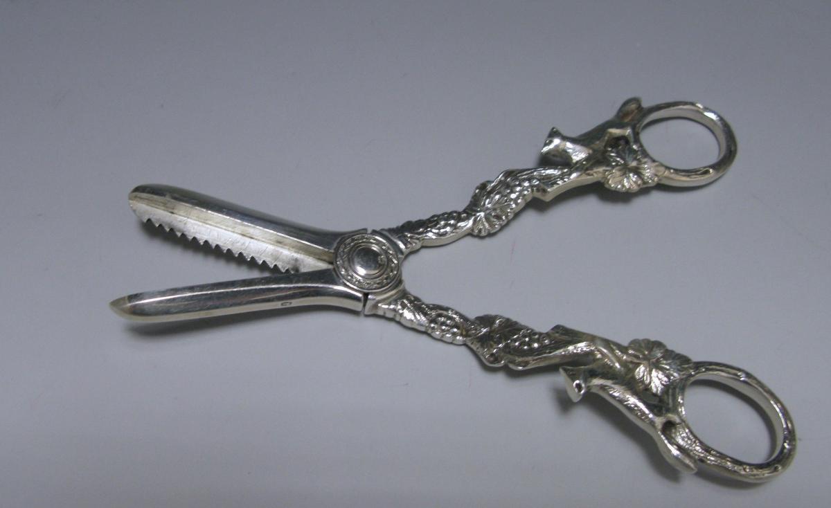 A Pair of Sterling Silver Grape Scissors / Shears