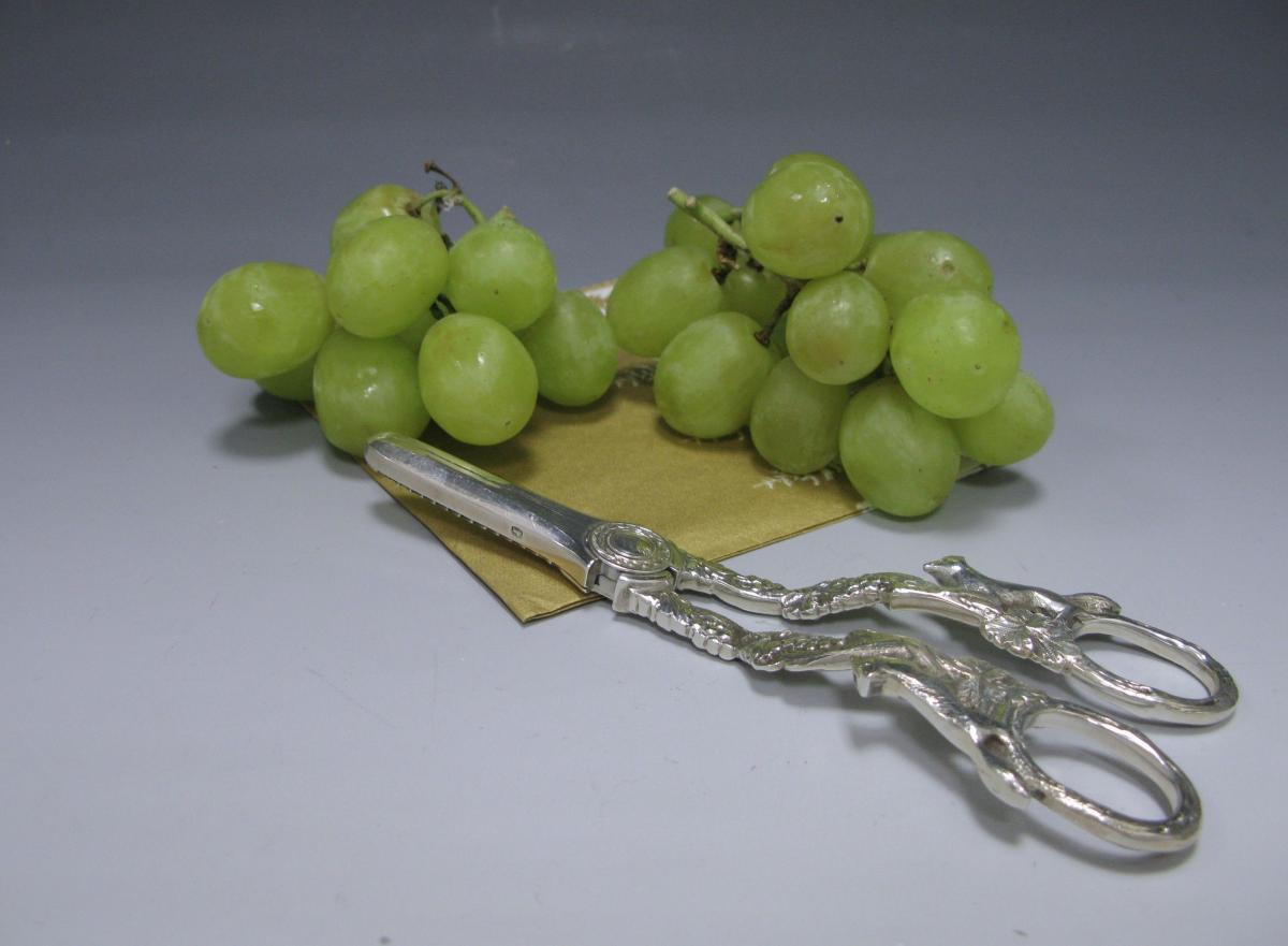 A Pair of Sterling Silver Grape Scissors / Shears