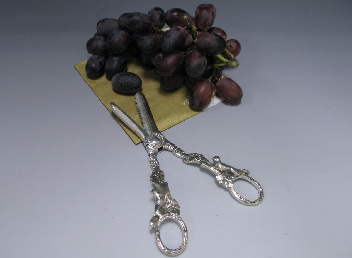 A Pair of Sterling Silver Grape Scissors / Shears
