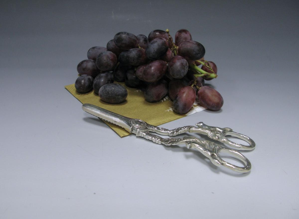 A Pair of Sterling Silver Grape Scissors / Shears