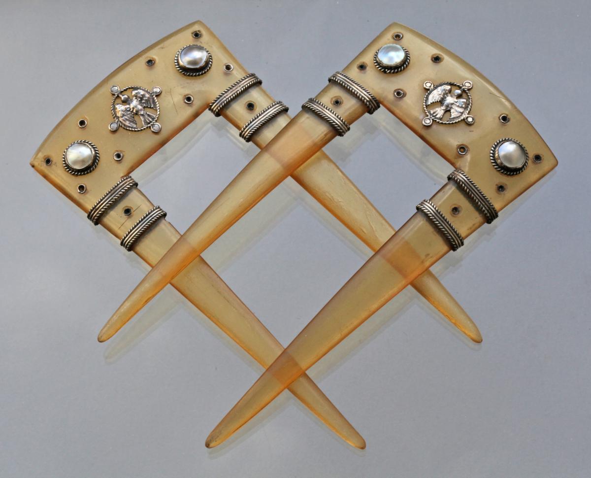 Medieval Inspired Arts & Crafts Combs Attributed to JOHN PAUL COOPER (1869-1933)